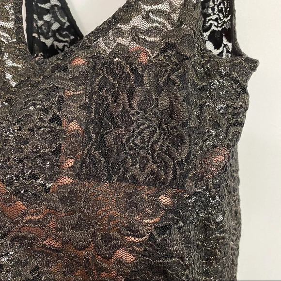 Urban Outfitters Tank Top Womens Size XS Lace Shirt Black Gold Boho Tee Retro - Picture 3 of 7